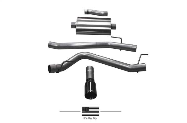 Corsa Performance - 2020 - 2022 Jeep Corsa Performance 304 Stainless Steel Sport Cat-Back Exhaust System - 21060BLKUSA