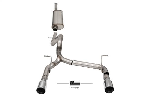 Corsa Performance - 2018 - 2021 Jeep Corsa Performance 304 Stainless Steel Sport Cat-Back Exhaust System - 21124USA