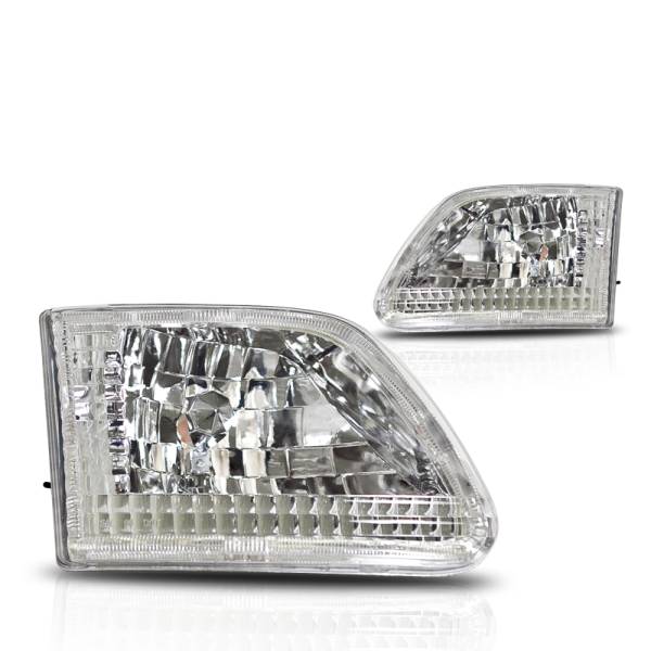 Winjet - Winjet HEADLIGHTS, EURO STYLE-CHROME / CLEAR - CHWJ-0014-C