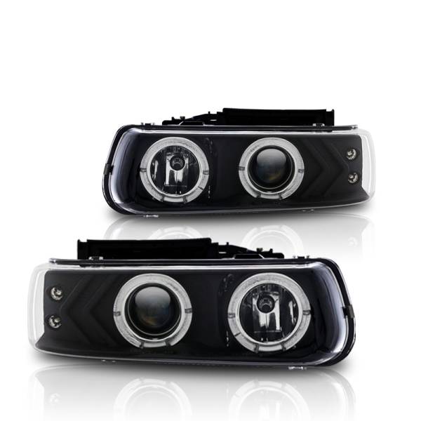 Winjet - Winjet HALO PROJECTOR HEADLIGHTS-BLACK / CLEAR - CHWJ-0214-B