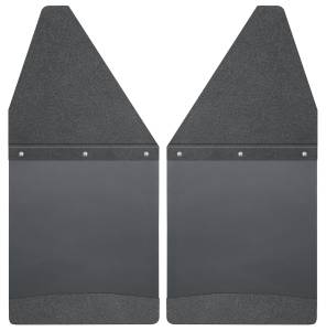 2000 - 2020 Ford, GMC, Chevrolet, Toyota, 2004 - 2010 Dodge, 2011 - 2019 Ram Husky Liners Kick Back Mud Flaps 12" Wide - Black Top and Black Weight - 17101