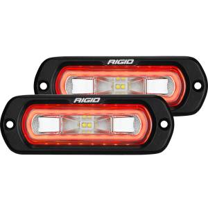Rigid Industries SR-L SERIES OFF-ROAD SPREADER POD 3 WIRE FLUSH MOUNT WITH RED HALO PAIR - 53222