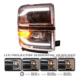 Winjet - RENEGADE PROJECTOR HEADLIGHTS W-SEQUENTIAL TURN SIGNAL-BLACK / CLEAR - CHRNG0382C-B-SQ - Image 4