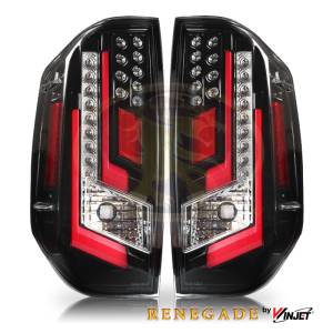Winjet - RENEGADE LED TAIL LIGHTS-GLOSS BLACK / CLEAR / RED GLOW BAR - CTRNG0377-GBC-RG